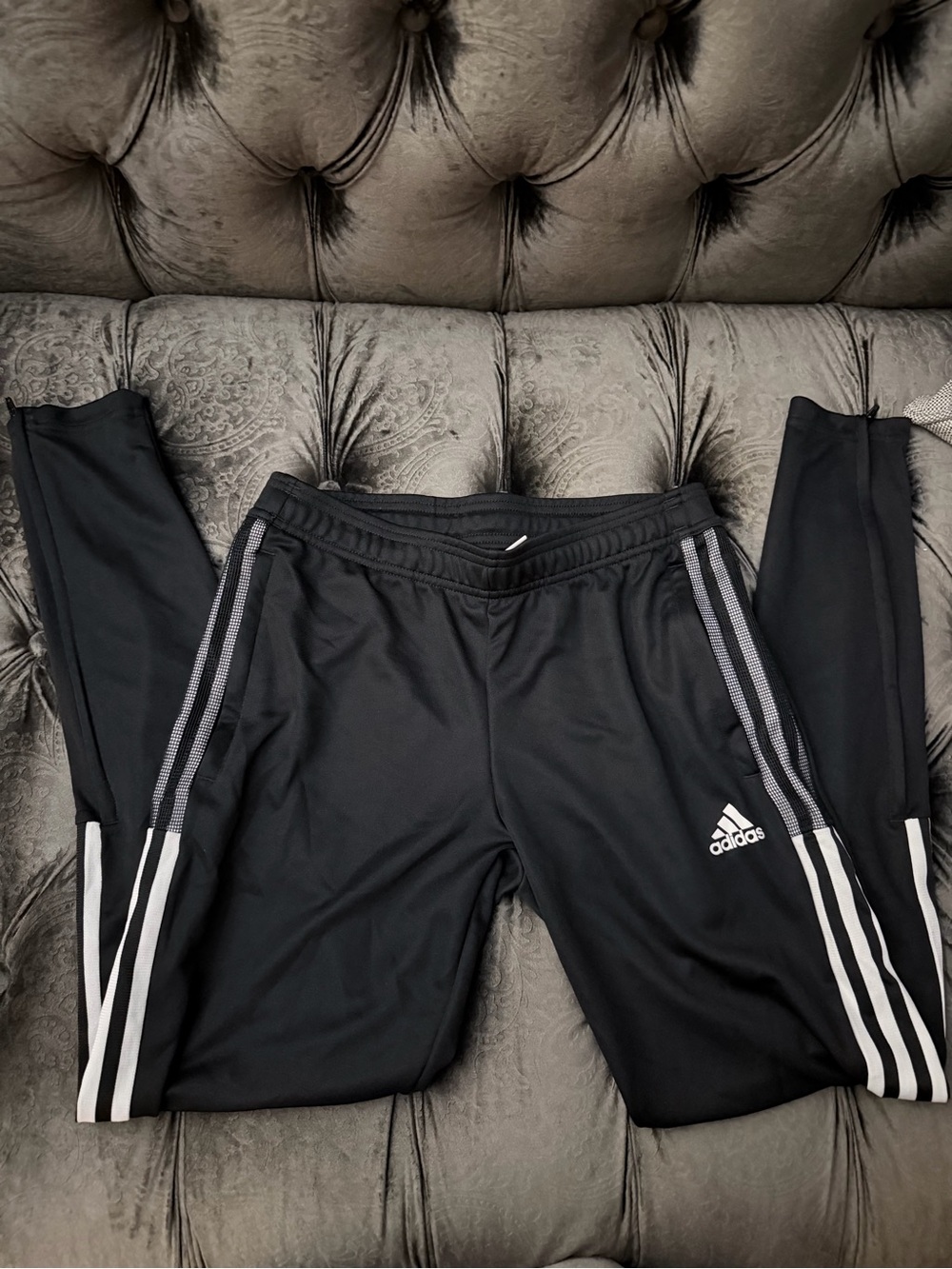 adidas Black Jogger Sweatpants with White Stripes